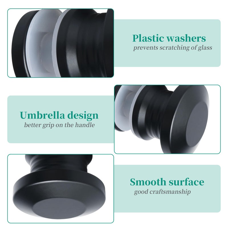 Alise Shower Glass Door Handle,Sliding Shower Doors Knob Single Side Pull Hardware Replacement Parts for Bathroom Glass Doors,Solid SUS304 Stainless Steel Knobs,Matte Black - Image 4